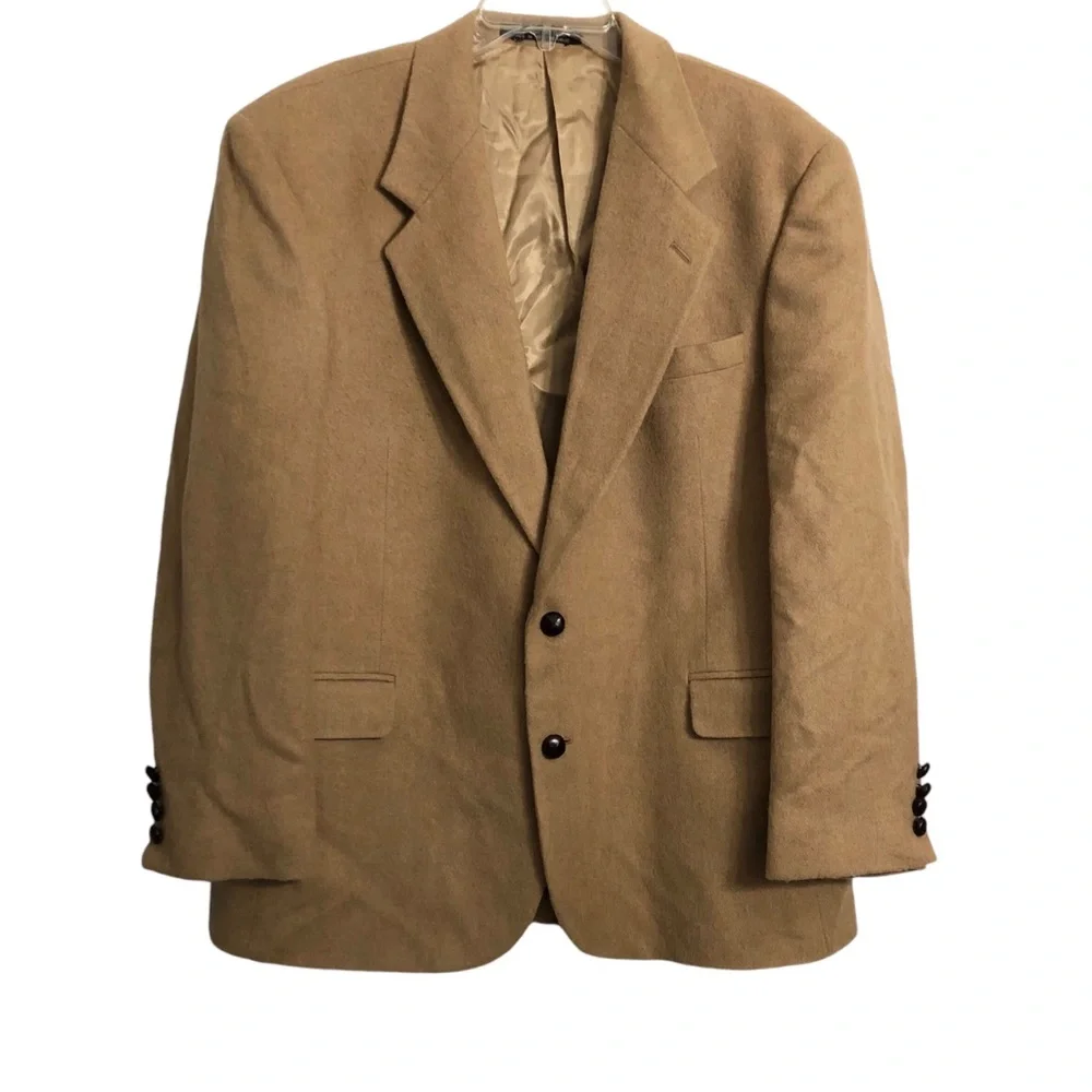Vintage 100% camel hair men’s two button blazer Size 42 Regular - Picture 1 of 12